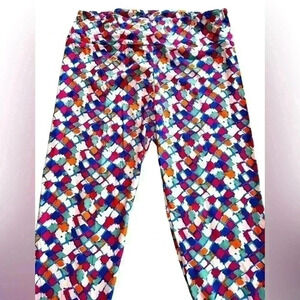 Lularoe TC white, turquoise, orange,pink,& royal blue geometric leggings.NWOT.